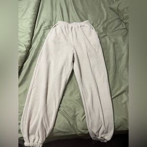 solid beige teddy fleece shein sweatpants size small